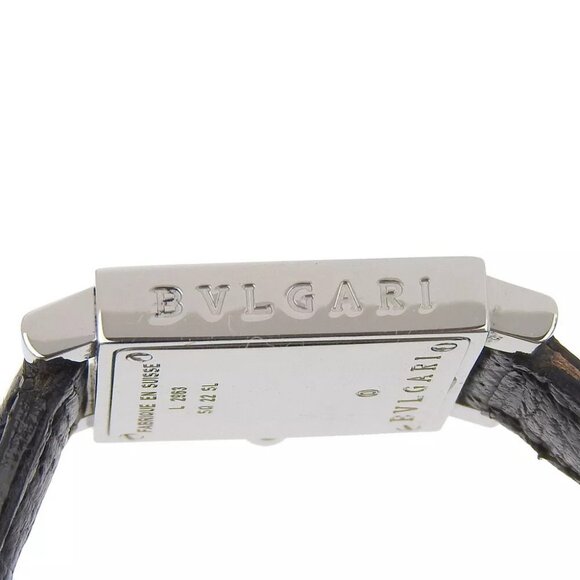 BVLGARI Quadrat Watches SQ22SL blackDial Stainless Steel/Embossed Leather ... - Picture 4 of 9